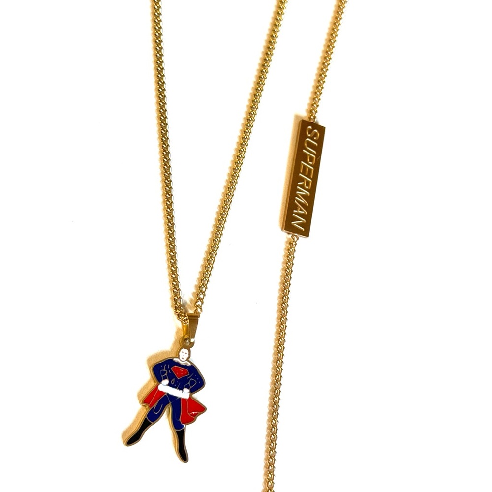 Superman Gold Necklace with Pendant